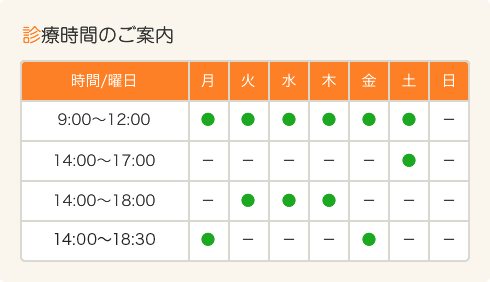 診療時間のご案内